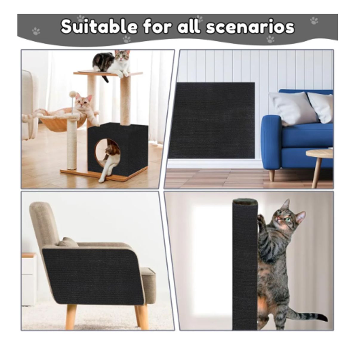 GENERICO - Tapete Rascador Gato Autoadhesivo Protector Sofa Cama Silla