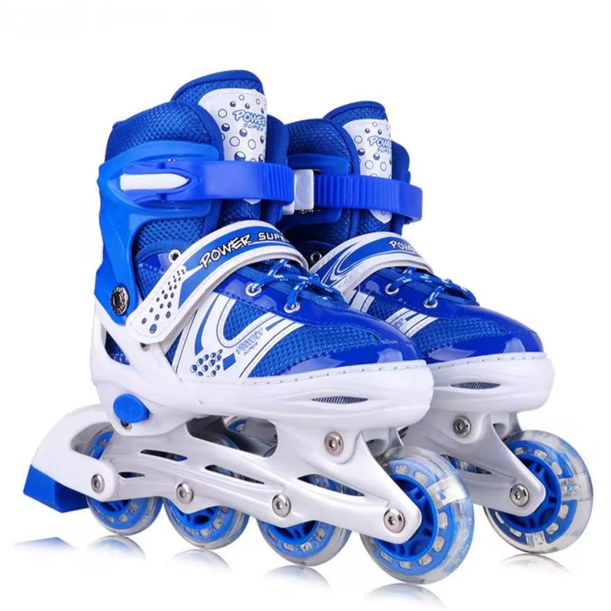 GENERICO - Patines Lineales Ajustables Con Luz + Kit Protección AZUL