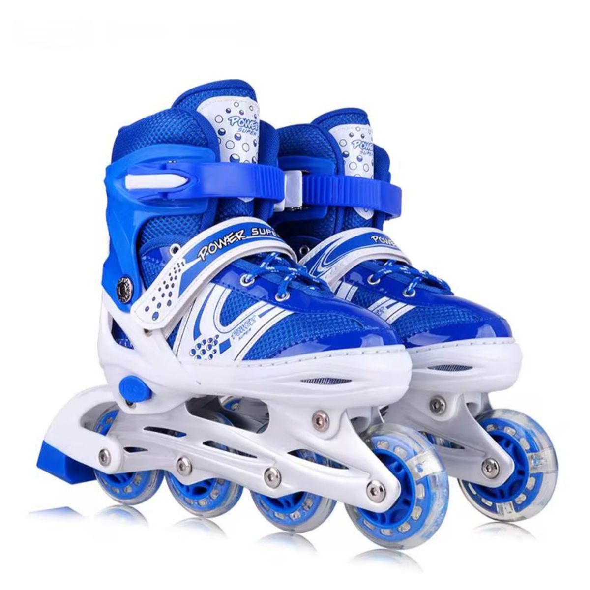 GENERICO - Patines Lineales Ajustables Con Luz + Kit Protección AZUL