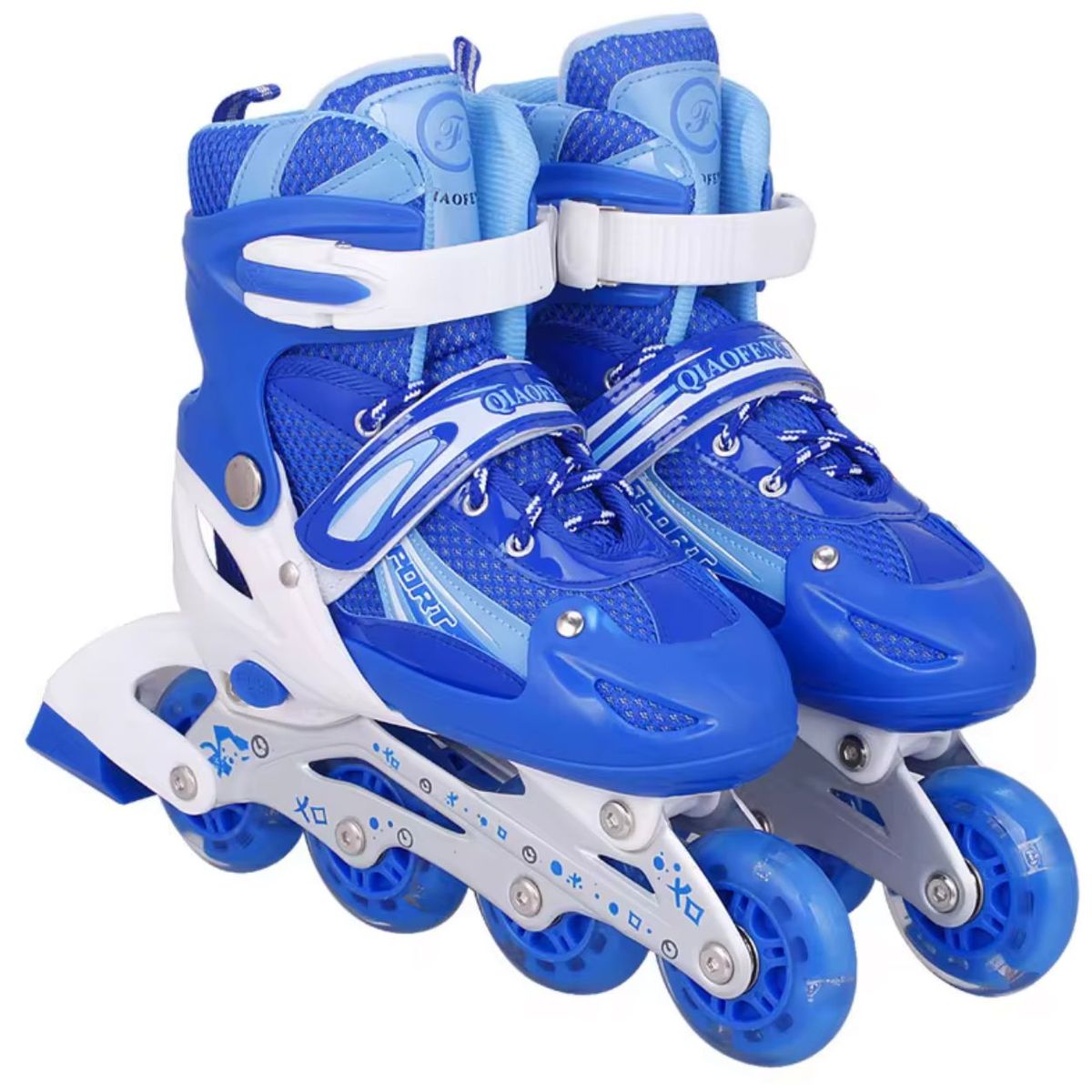 GENERICO - Patines Lineales Ajustables Con Luz + Kit Protección AZUL