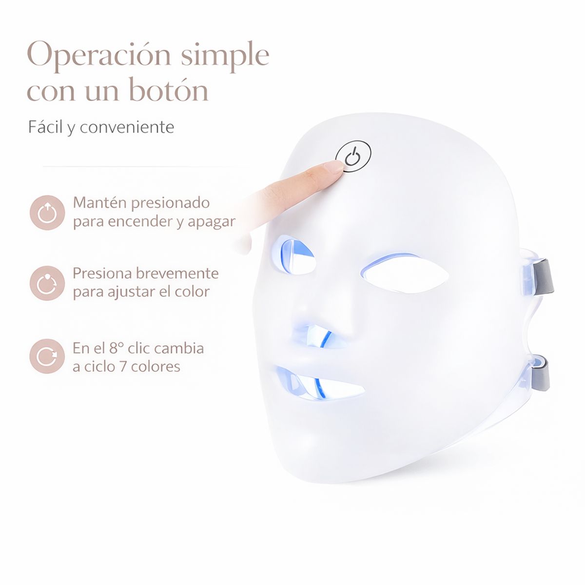 GENERICO - Máscara Facial Luz Led Para Fototerapia 7 Colores Anti Acne