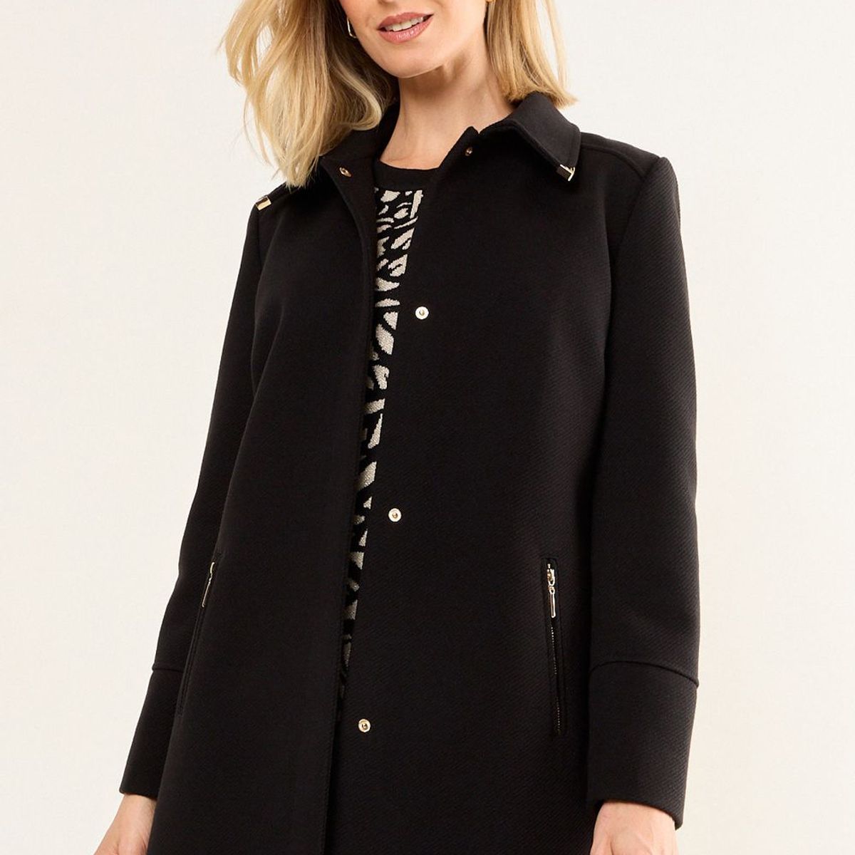 MA GRIFFE - Chaqueton Cuello Camisero Mujer Negro Magriffe