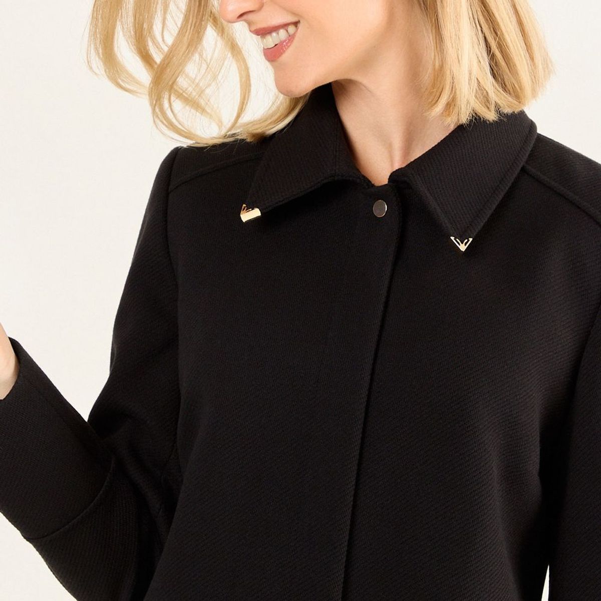 MA GRIFFE - Chaqueton Cuello Camisero Mujer Negro Magriffe