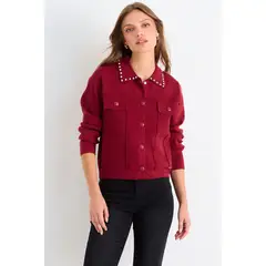 ASH - Trucker Cardigan Mujer Burdeos