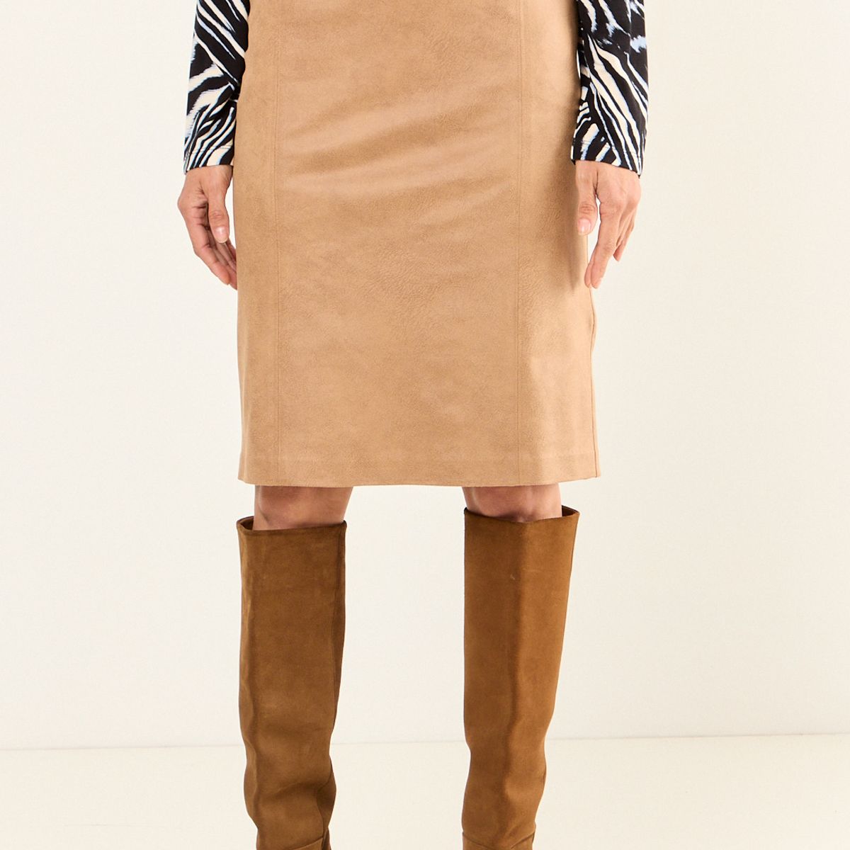 MA GRIFFE - Falda Tubo Coating Mujer Café Magriffe