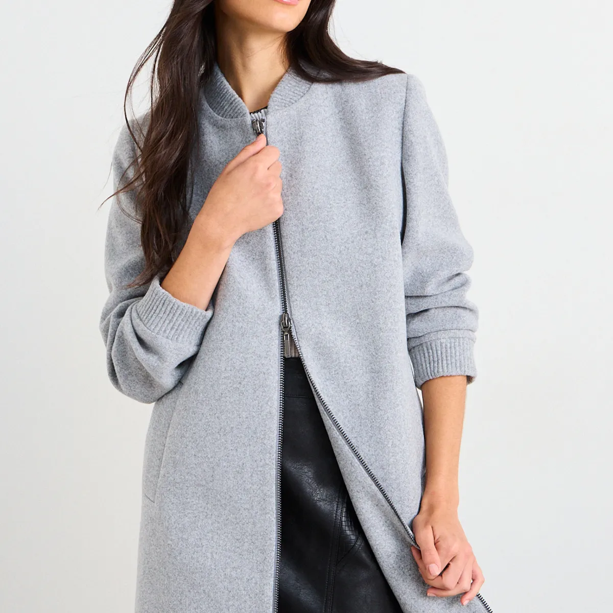 IO - Chaqueton Liso Mujer Gris Io