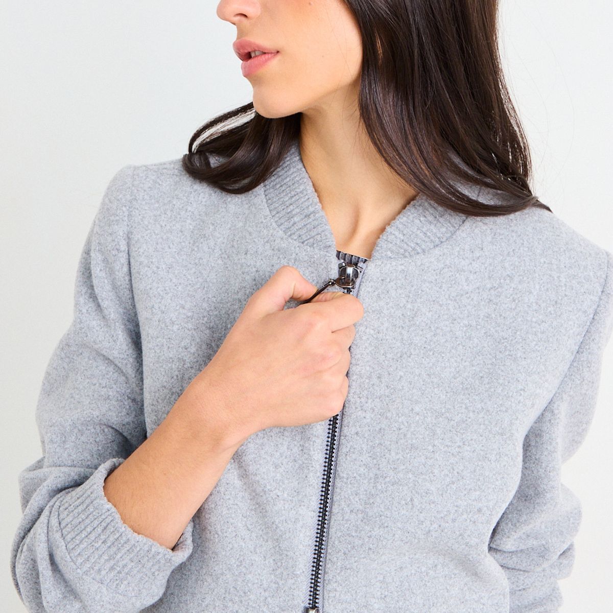 IO - Chaqueton Liso Mujer Gris Io