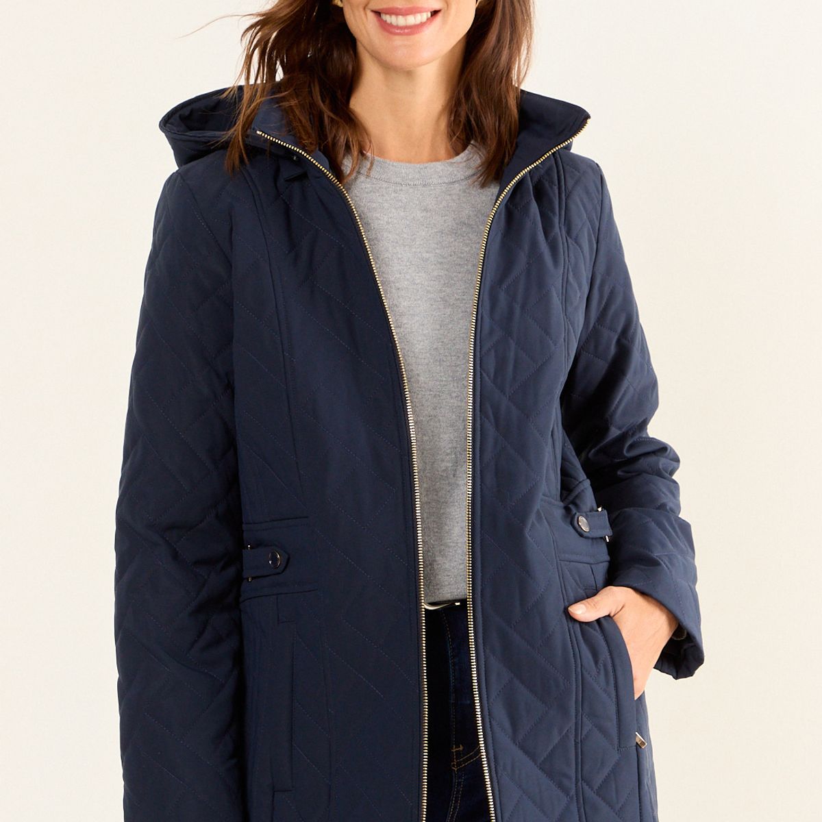 MA GRIFFE - Parka Con Gorro Y Cierre Mujer Azul Magriffe