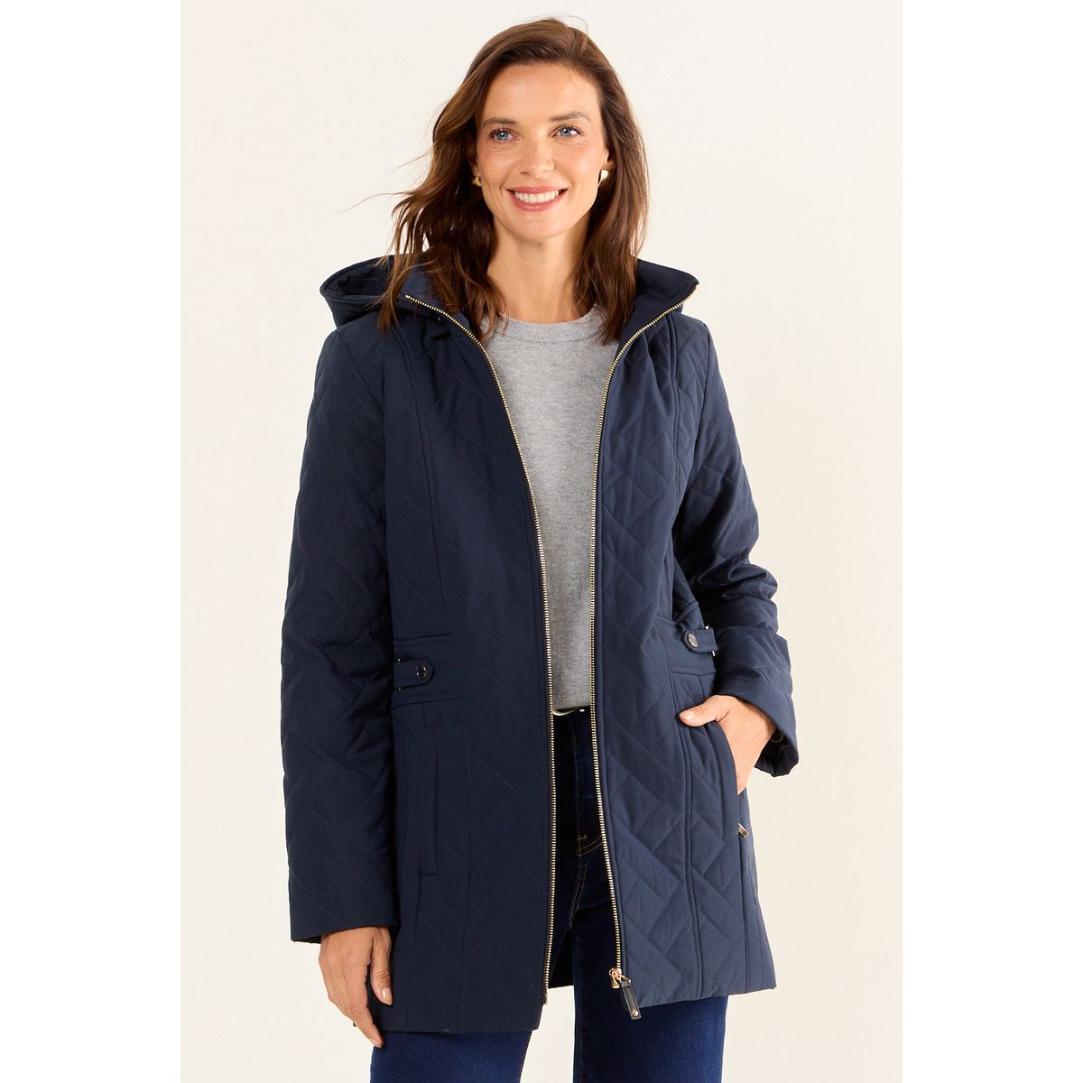 MA GRIFFE - Parka Con Gorro Y Cierre Mujer Azul Magriffe