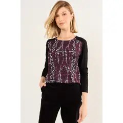 MA GRIFFE - Polera Estampada Mujer Negro Magriffe