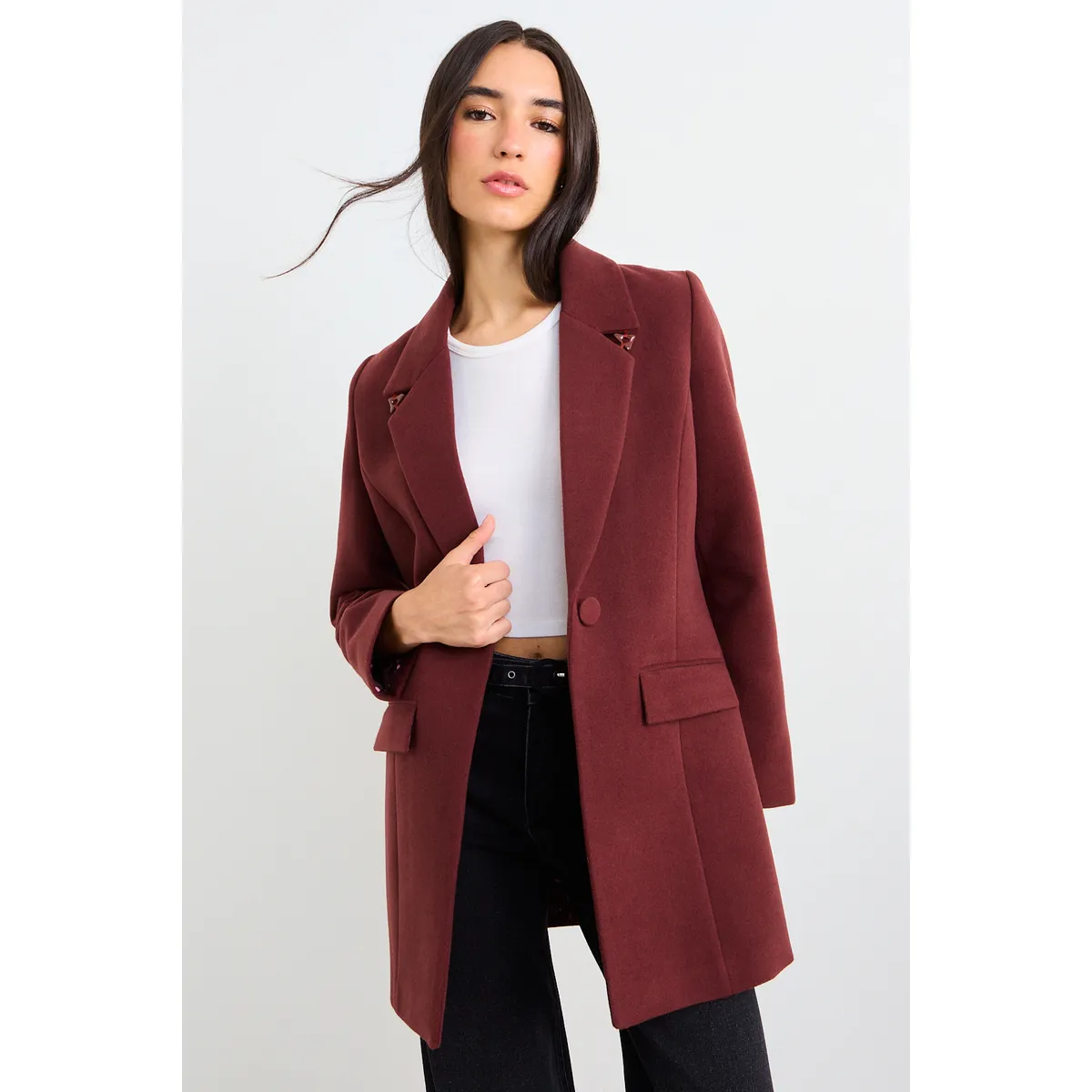 IO - Chaqueton Liso Mujer Café Io