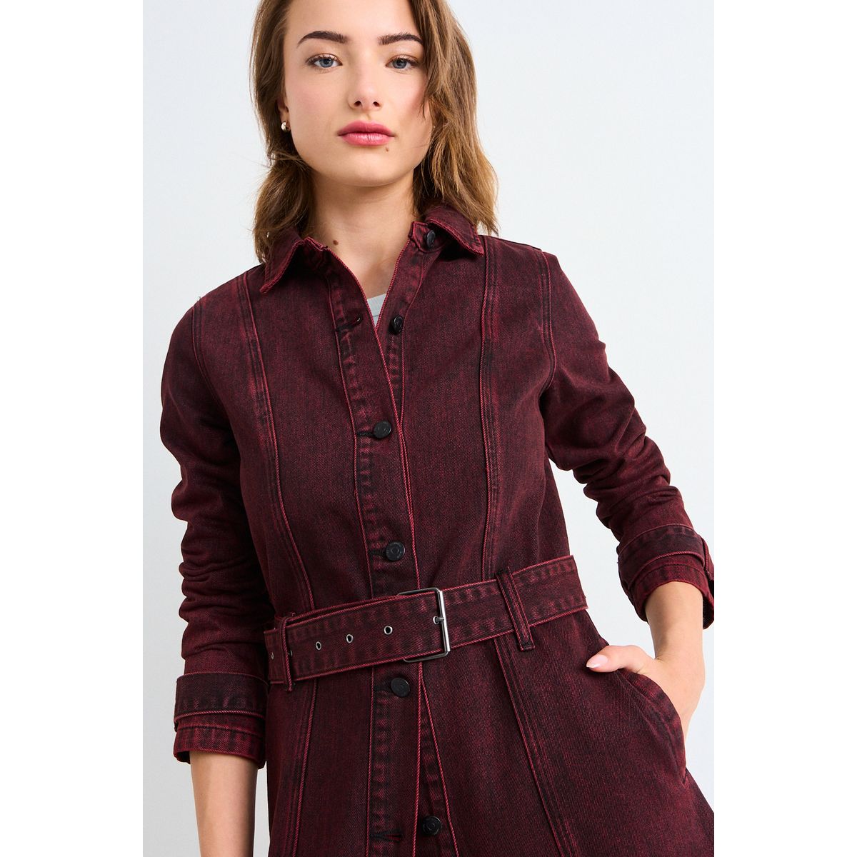 IO - Trench Liso Mujer Burdeos Io