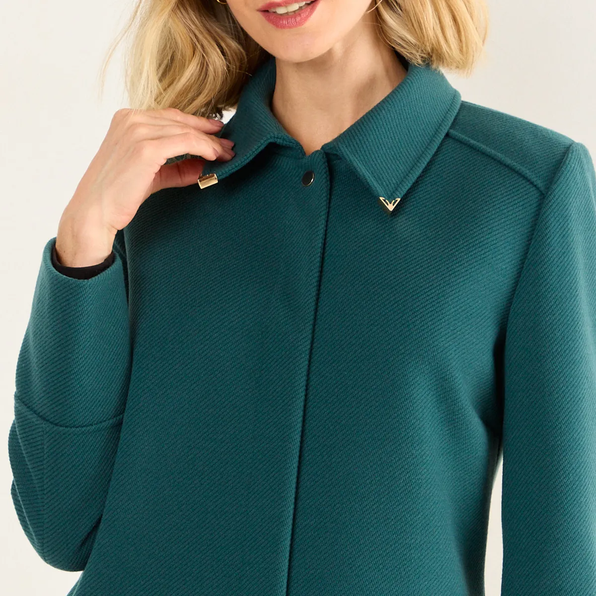 MA GRIFFE - Chaqueton Cuello Camisero Mujer Verde Oliva Magriffe