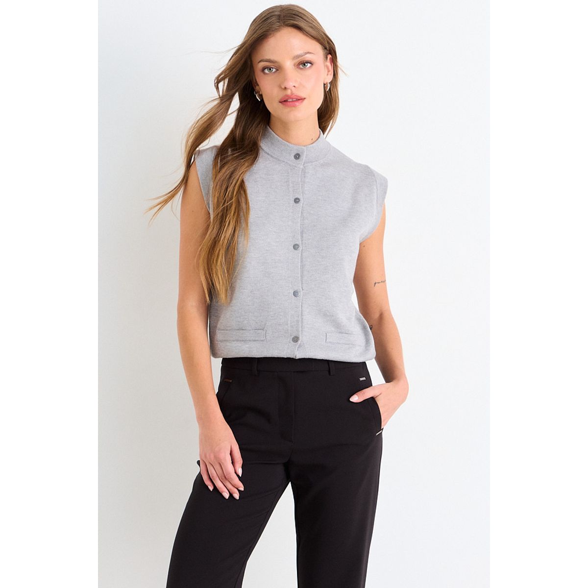 ASH - Chaleco Sin Mangas Mujer Gris Ash
