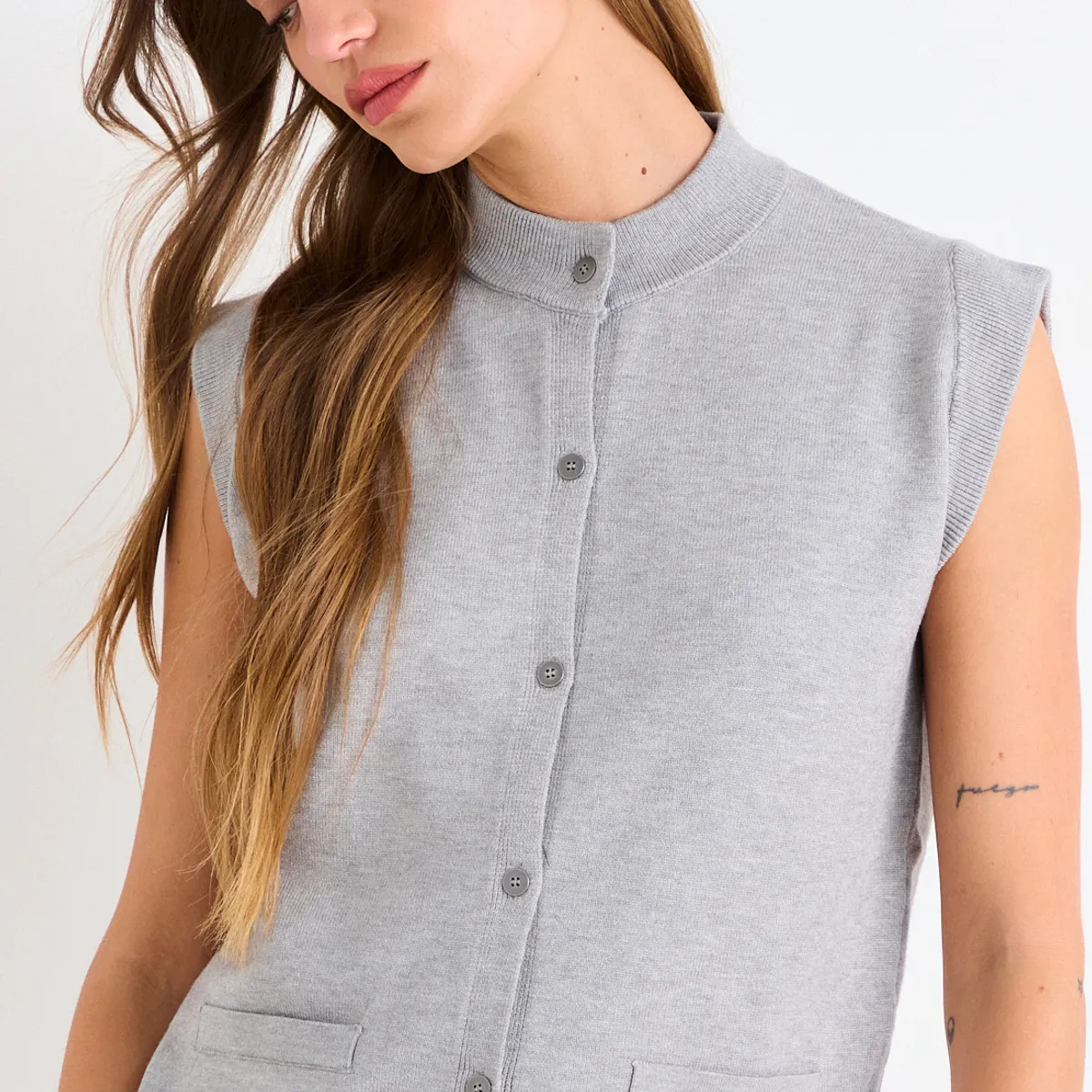 ASH - Chaleco Sin Mangas Mujer Gris Ash