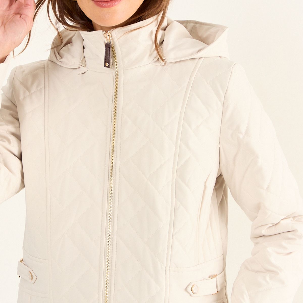 MA GRIFFE - Parka Con Gorro Y Cierre Mujer Beige Magriffe