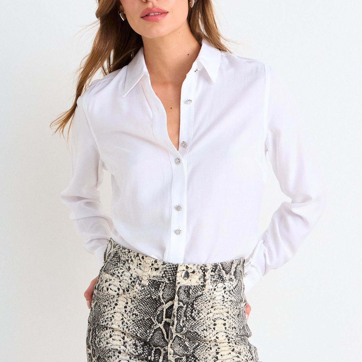 ASH - Blusa Camisera Manga Larga Mujer Crudo Ash