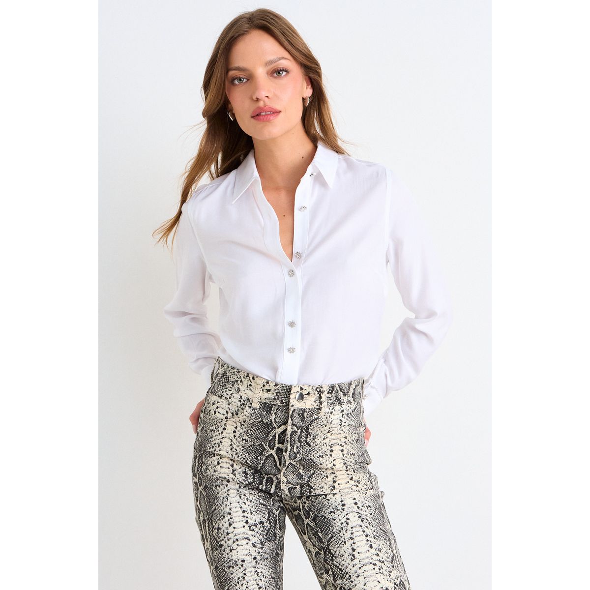 ASH - Blusa Camisera Manga Larga Mujer Crudo Ash