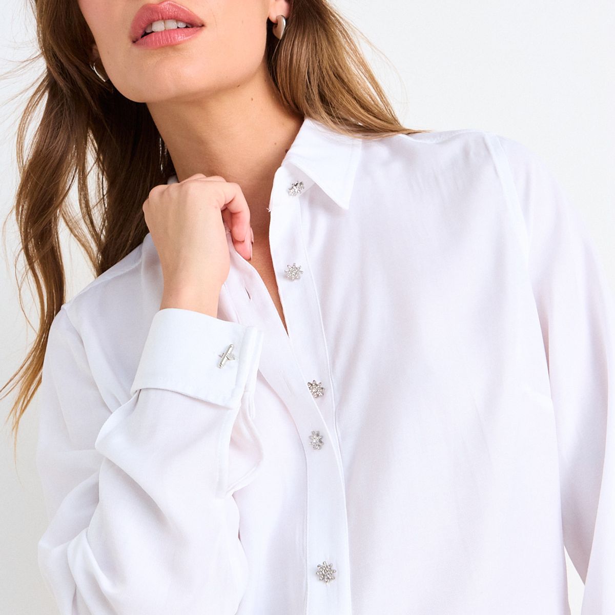 ASH - Blusa Camisera Manga Larga Mujer Crudo Ash
