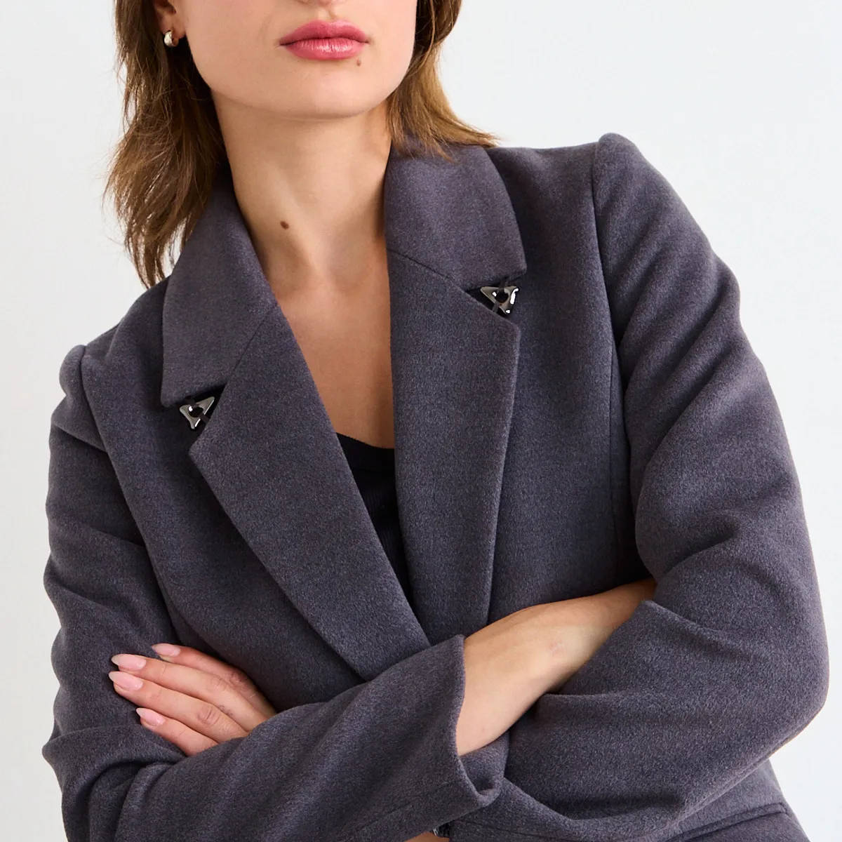 IO - Chaqueton Liso Mujer Gris Io