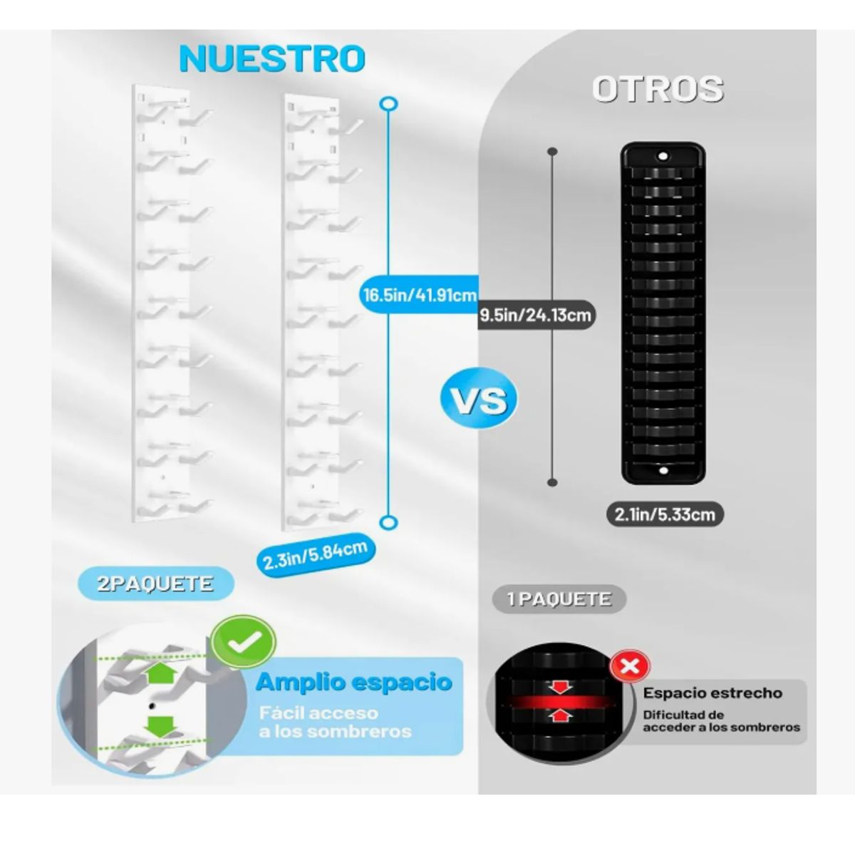 GENERICO - 2 Piezas Gancho Organizador De Gorras, Colgador Gorros Pared