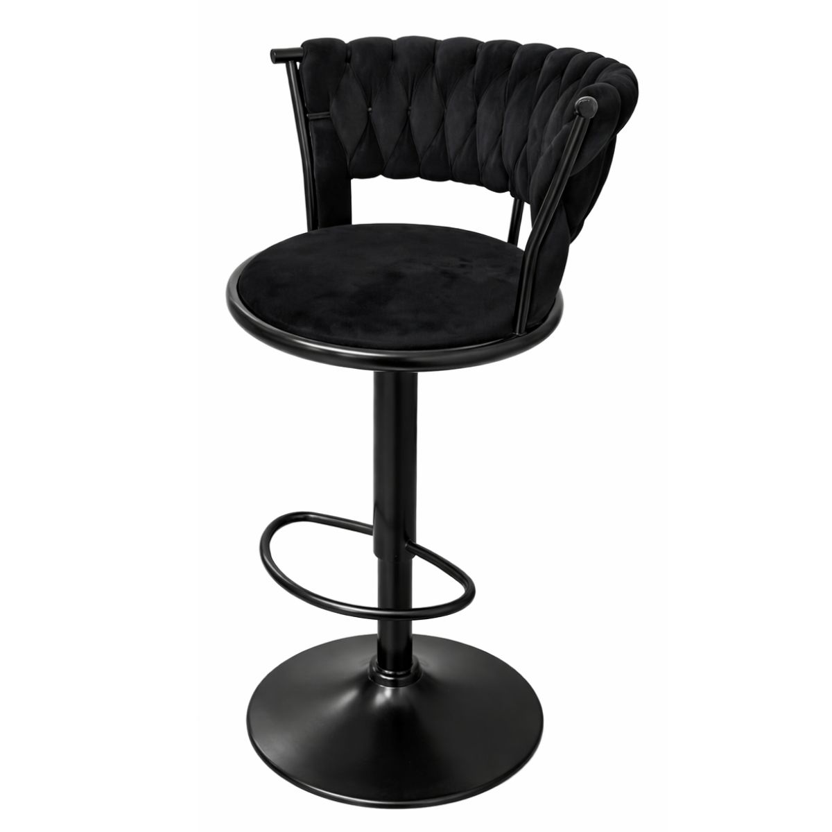 MOBOI - Taburete Queen Velvet Elegante Terciopelo Ajustable Full Negro