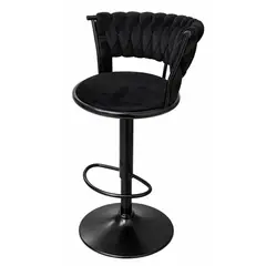 MOBOI - Taburete Queen Velvet Elegante Terciopelo Ajustable Full Negro