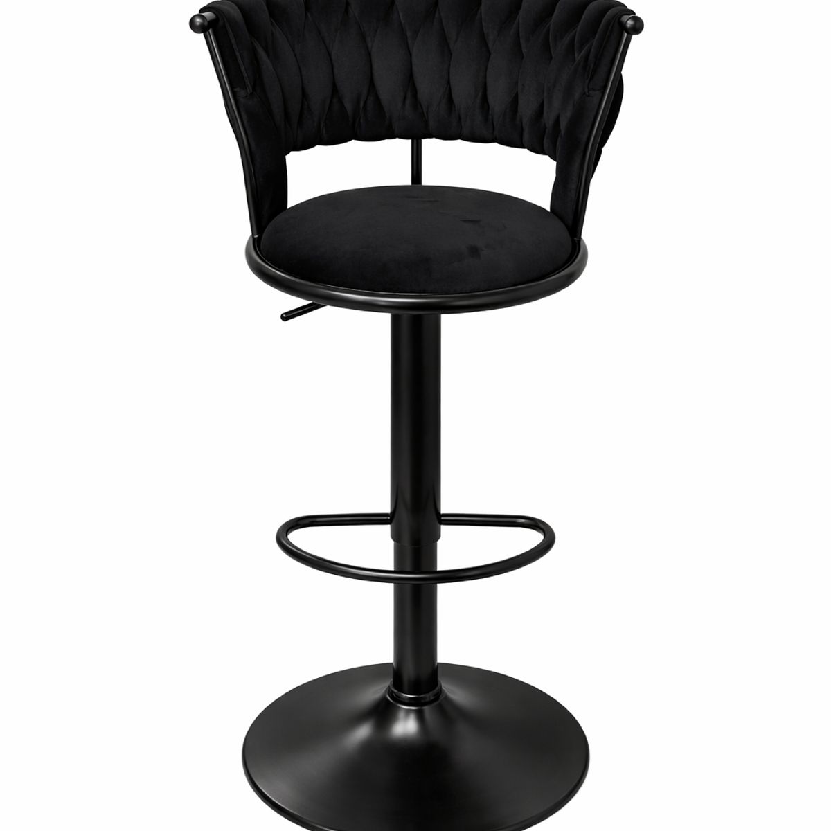 MOBOI - Taburete Queen Velvet Elegante Terciopelo Ajustable Full Negro