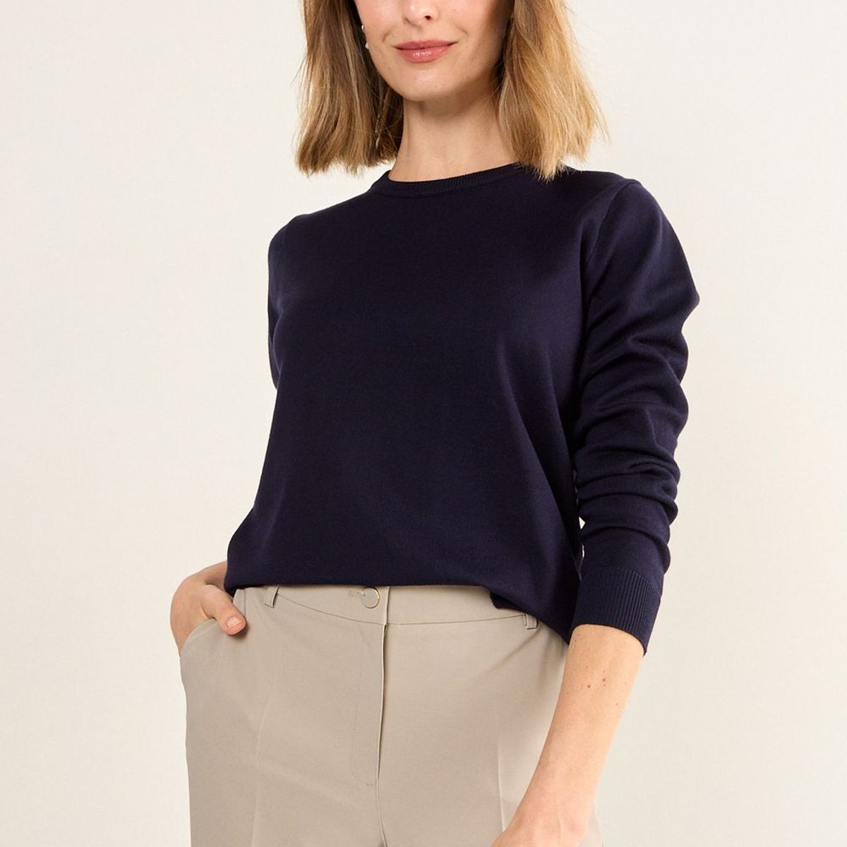 MA GRIFFE - Sweater Liso Mujer Azul Magriffe