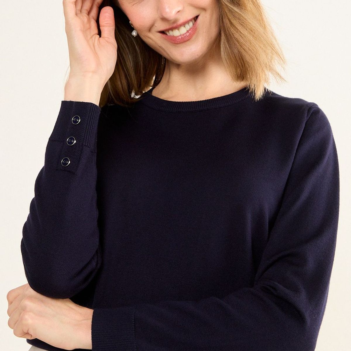 MA GRIFFE - Sweater Liso Mujer Azul Magriffe