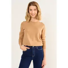 MA GRIFFE - Tejido Lana Merino Mujer Café Magriffe