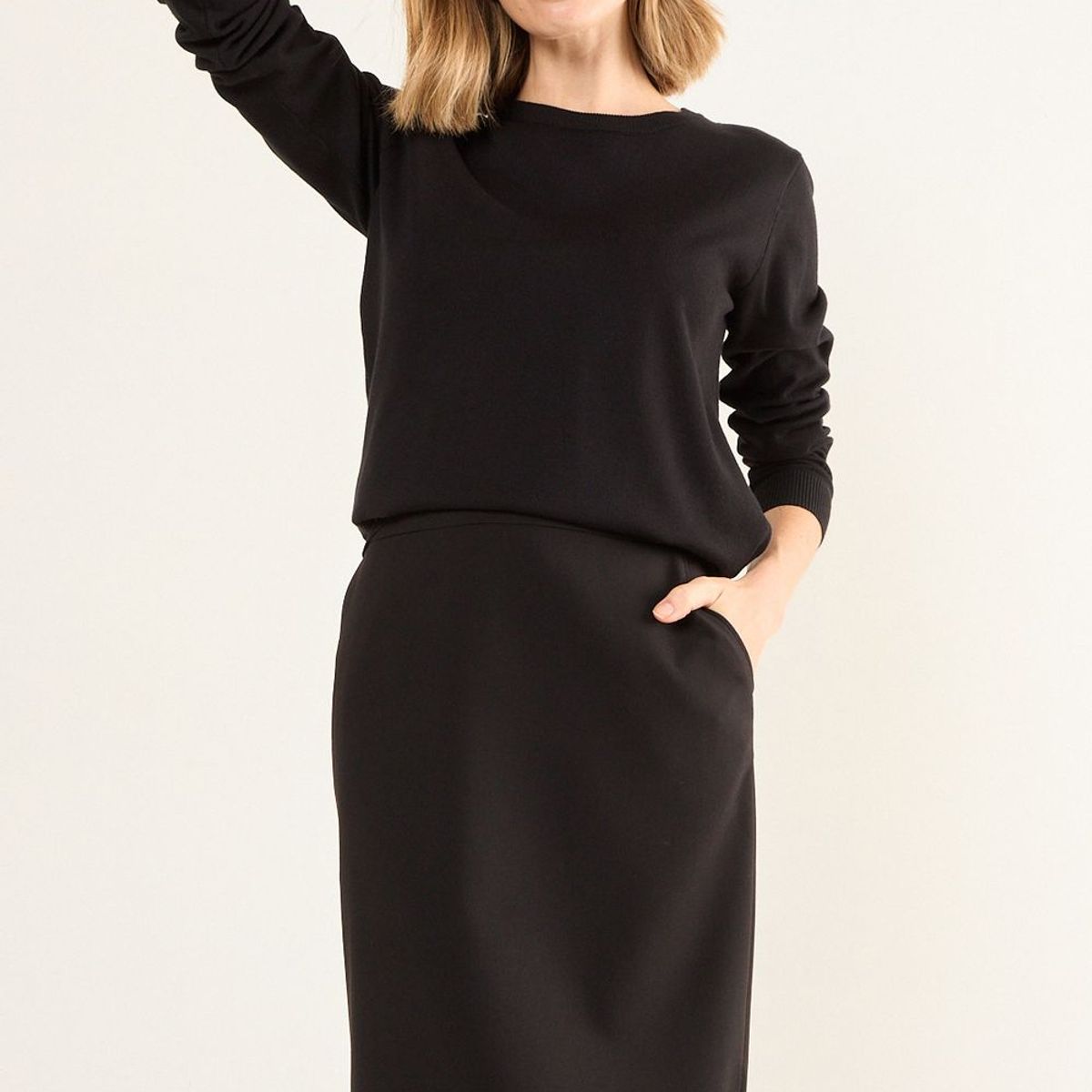 MA GRIFFE - Sweater Liso Mujer Negro Magriffe