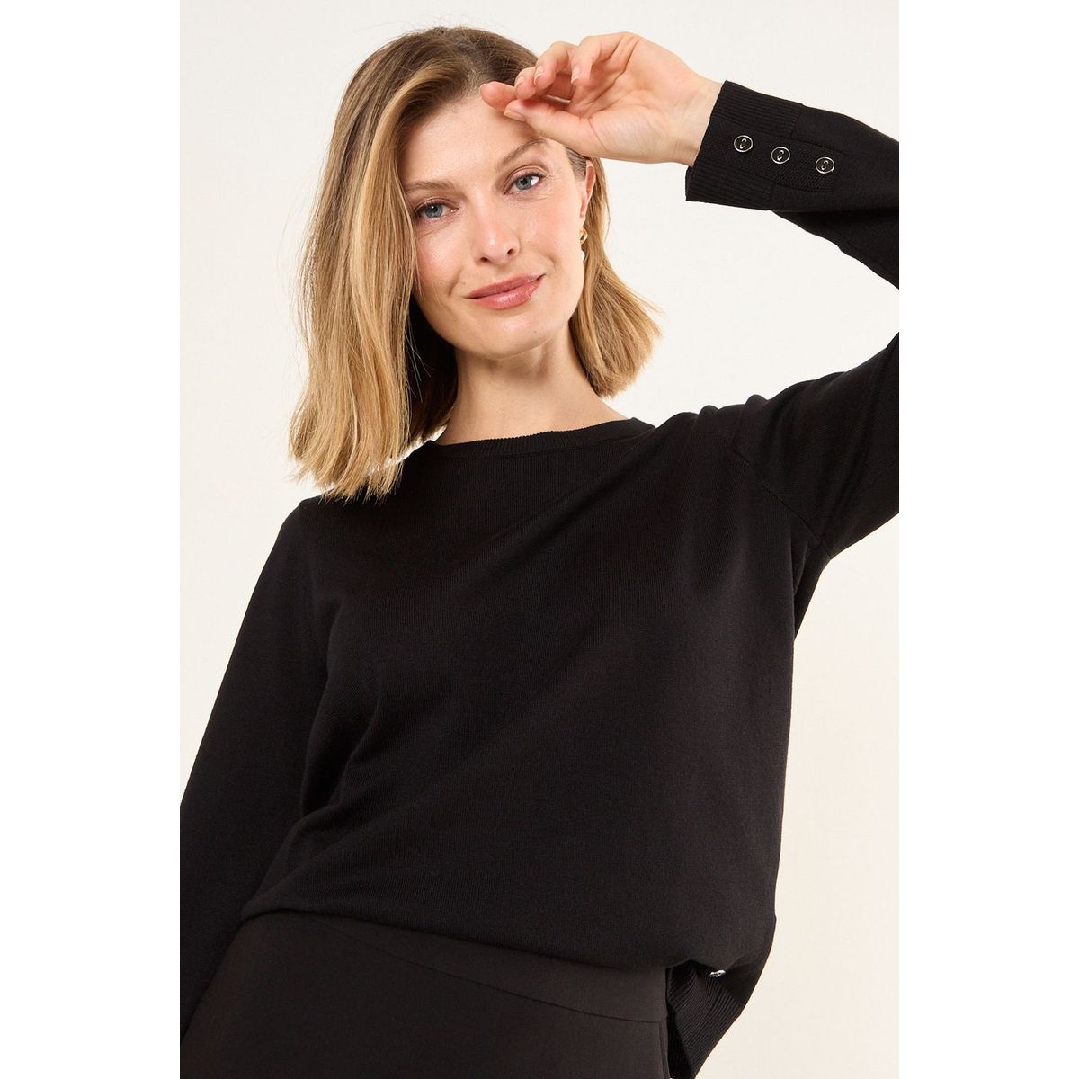 MA GRIFFE - Sweater Liso Mujer Negro Magriffe