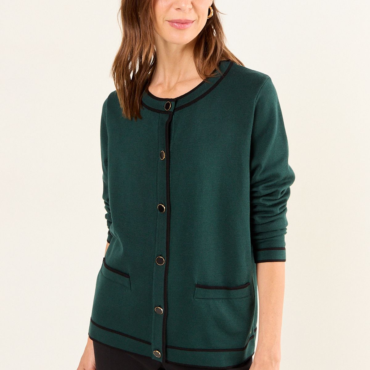 MA GRIFFE - Tejido Chanel Bicolor Mujer Verde Oliva Magriffe