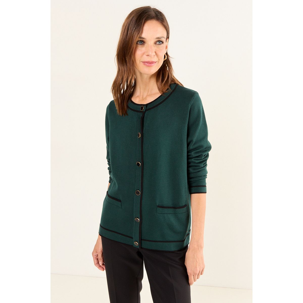 MA GRIFFE - Tejido Chanel Bicolor Mujer Verde Oliva Magriffe