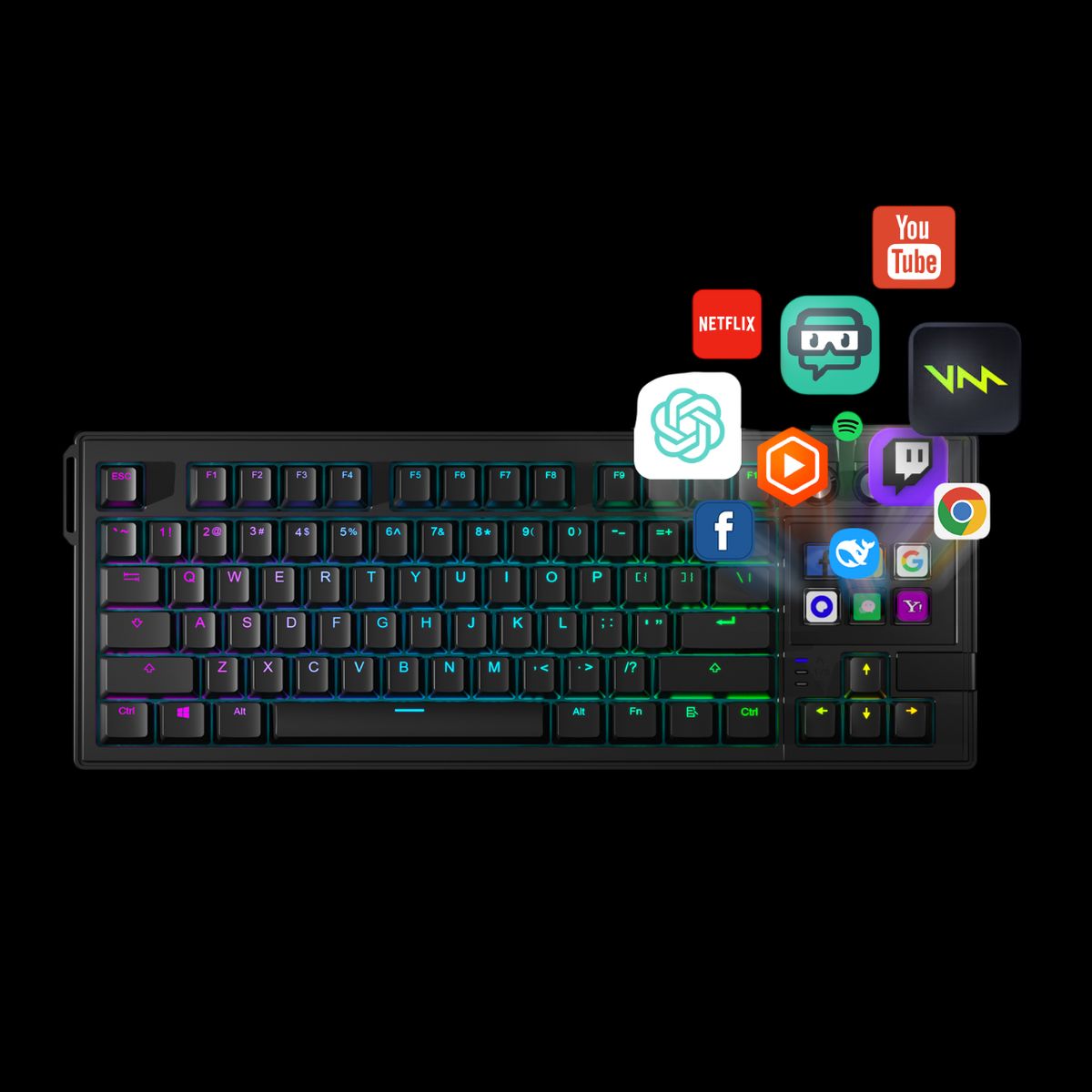 GENERICO - Teclado Exodia Mantra K1 con Streamdeck Negro Sw Red RGB