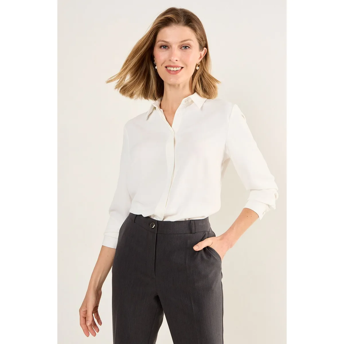 MA GRIFFE - Blusa Lisa Mujer Crudo Magriffe