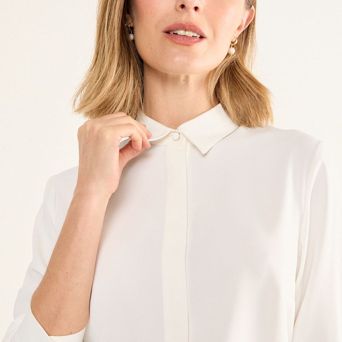 MA GRIFFE - Blusa Lisa Mujer Crudo Magriffe