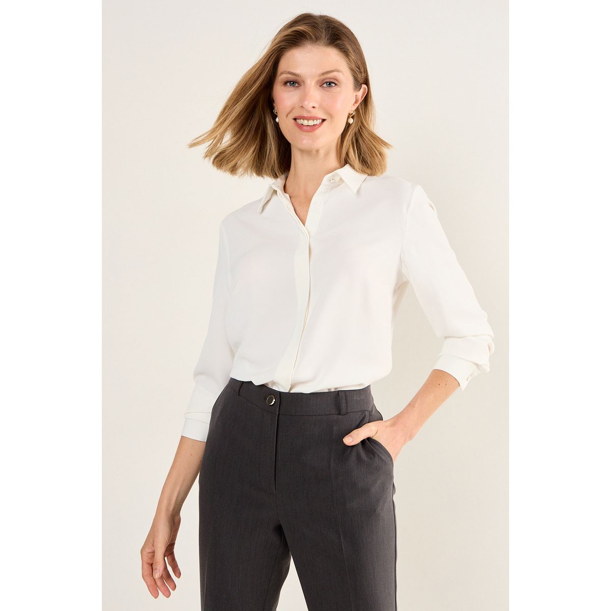 MA GRIFFE - Blusa Lisa Mujer Crudo Magriffe