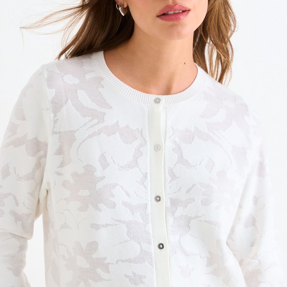 ASH - Cardigan Jaqcuard Mujer Crudo Ash