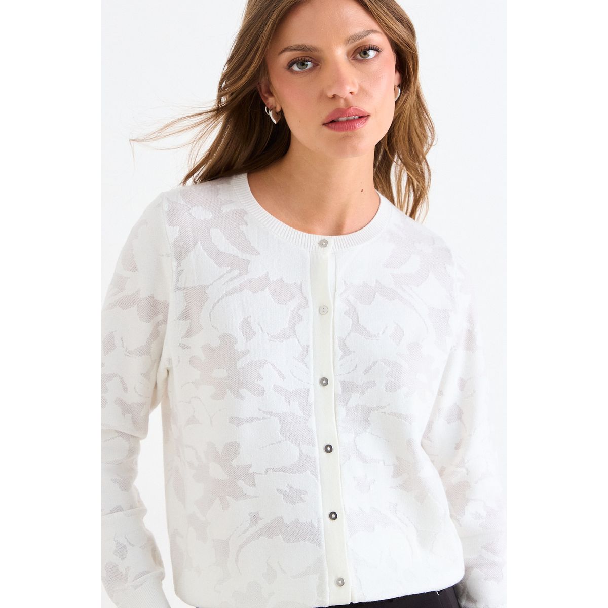 ASH - Cardigan Jaqcuard Mujer Crudo Ash