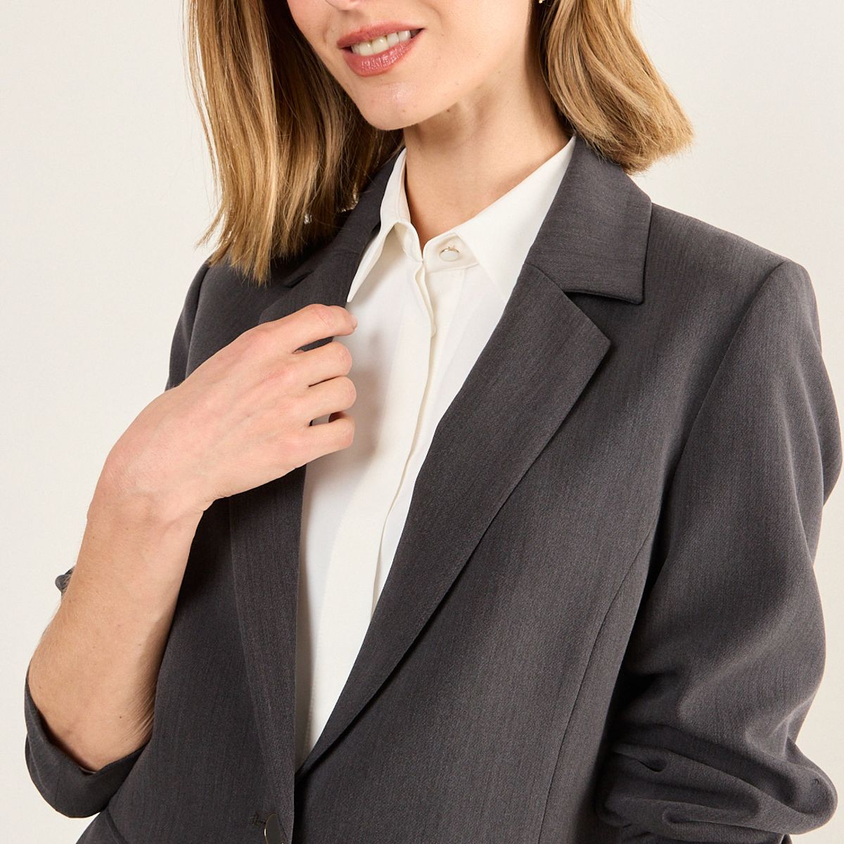 MA GRIFFE - Blazer Liso Mujer Gris Magriffe