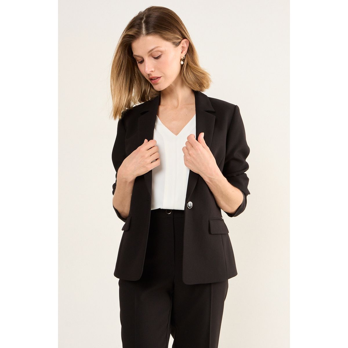MA GRIFFE - Blazer Liso Mujer Negro Magriffe