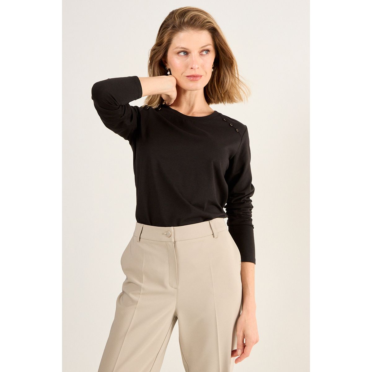 MA GRIFFE - Polera Lisa Mujer Negro Magriffe
