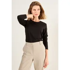 MA GRIFFE - Polera Lisa Mujer Negro Magriffe