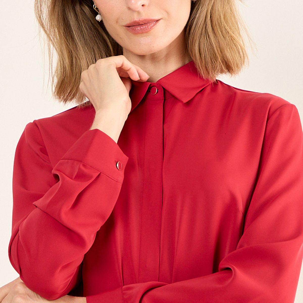 MA GRIFFE - Blusa Lisa Mujer Rojo Magriffe