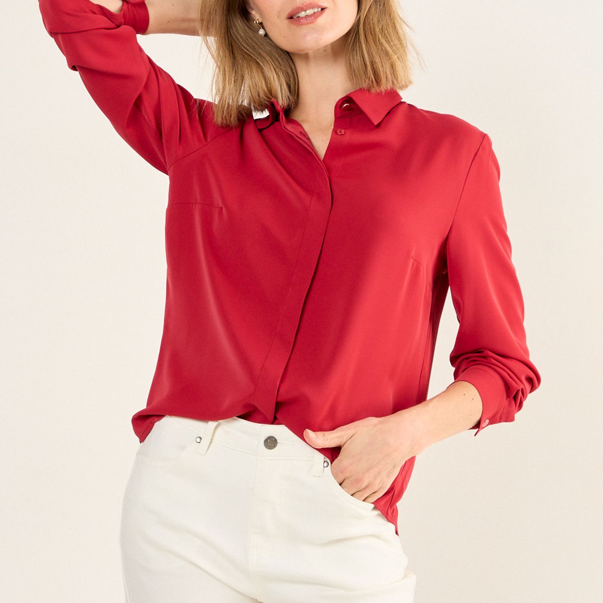 MA GRIFFE - Blusa Lisa Mujer Rojo Magriffe