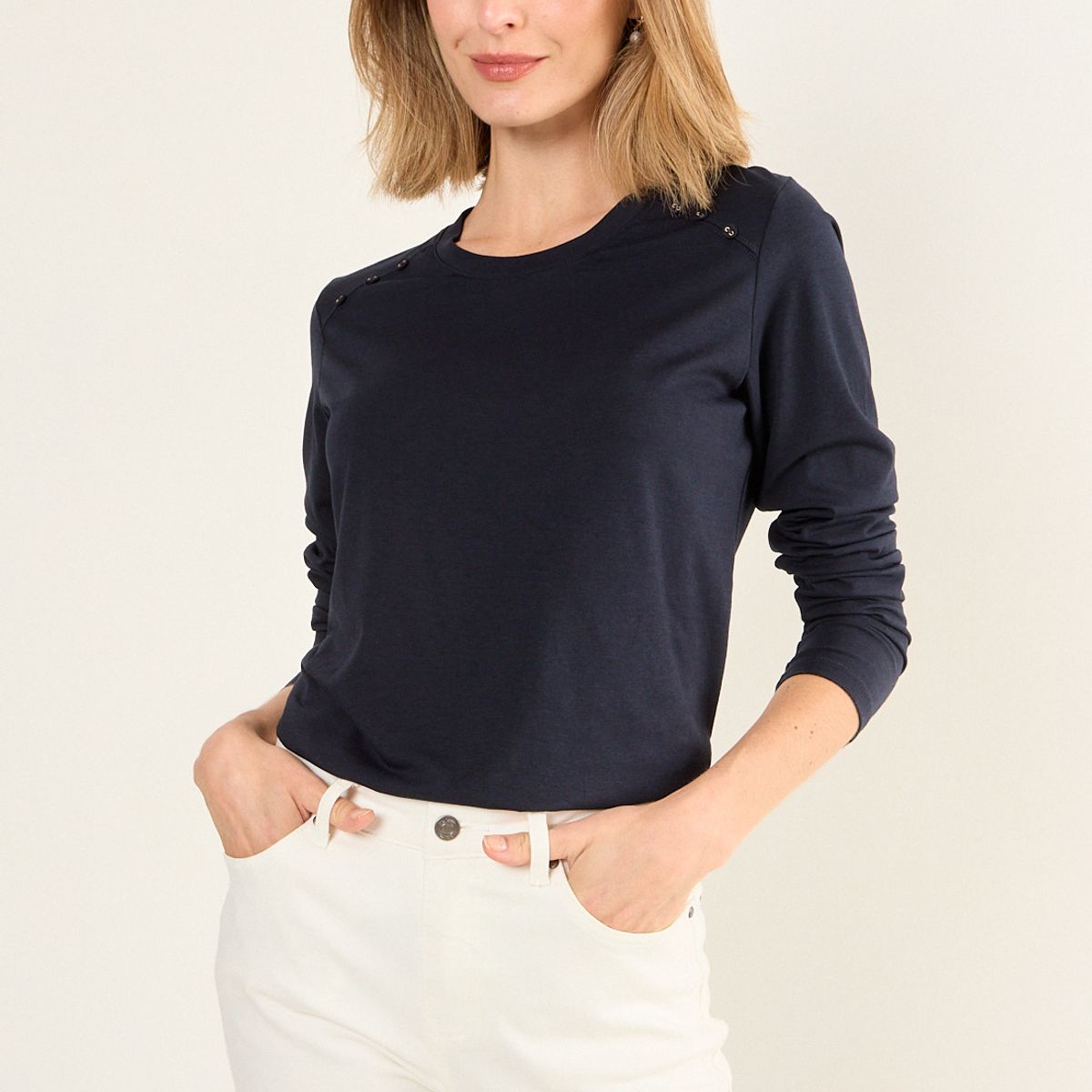 MA GRIFFE - Polera Lisa Mujer Azul Magriffe