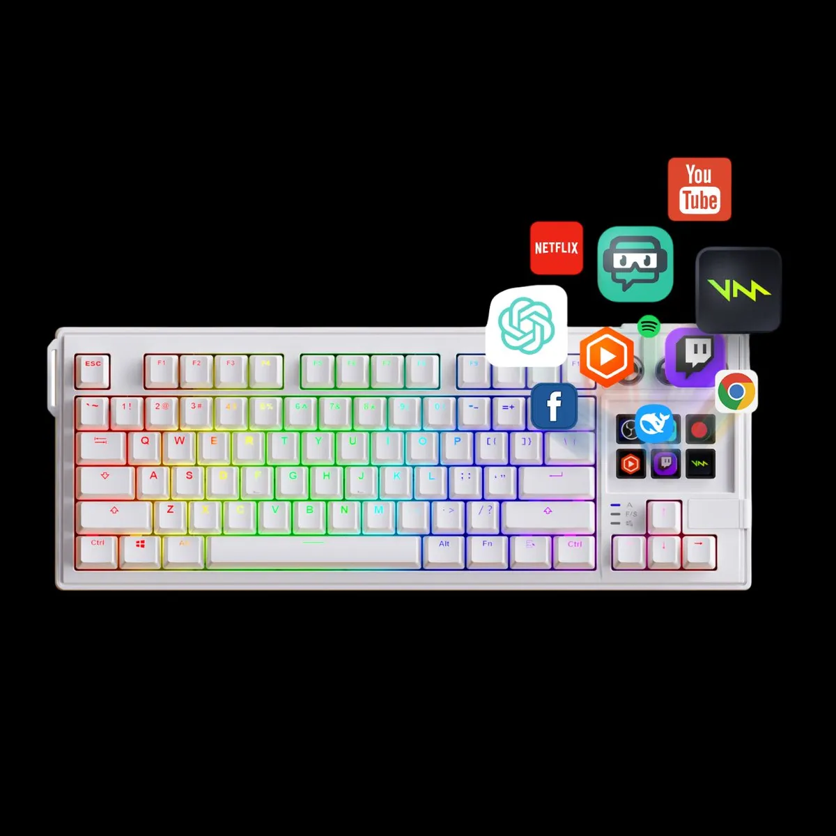 GENERICO - Teclado Exodia Mantra K1 con Streamdeck Blanco Sw Red RGB