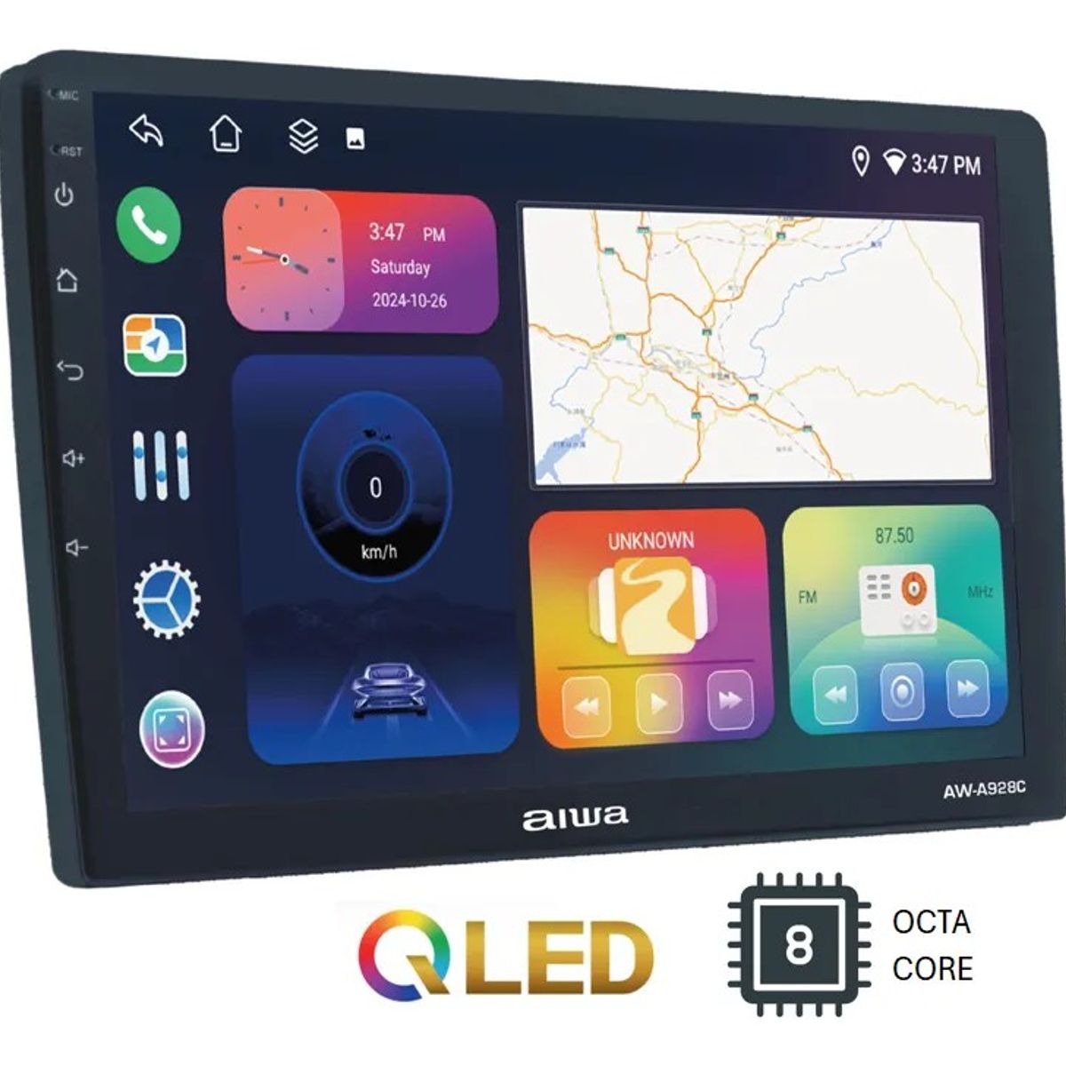 AIWA - Radio Auto Aiwa 2 Din Android Octacore Hd De 9'' Aw-a928c Negro